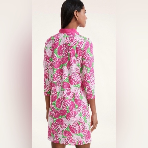 Brooks Brothers Ponte Stretch Floral 3/4 Sleeve Split Neck Dress XS Colorful - Picture 5 of 11